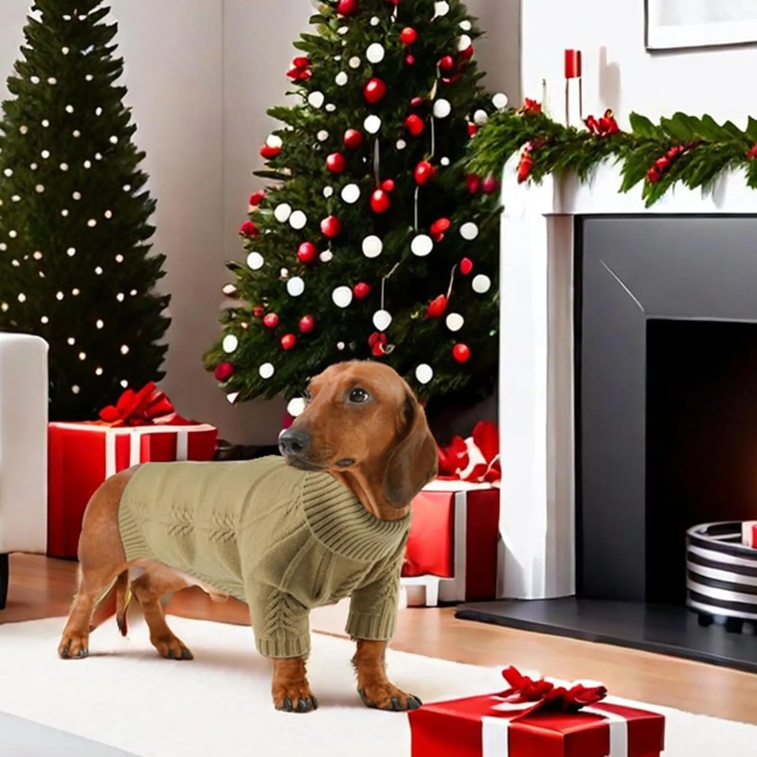 Dog Warm Knitted Sweater - Breathable Dog Turtleneck Sweater Soft Classic Cable Knitted Sweaters, Winter Pullover Puppy Clothes for Small Dogs (Sage Green, L)