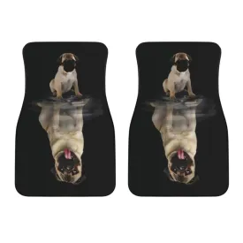Dream Pug Front Car Mats 2pcs | Dog Lovers Car Floor Mat Set| Auto Accessory