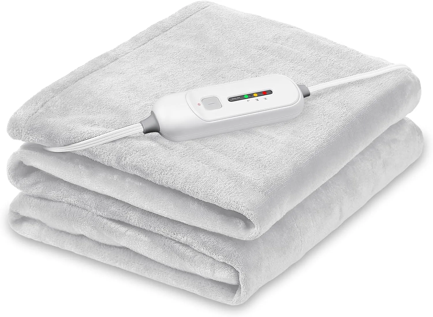 Electric Heated Blanket, 50" x 60", 6 Heat Settings, 1-8 Hrs Timer, Soft Flannel (Beige)
