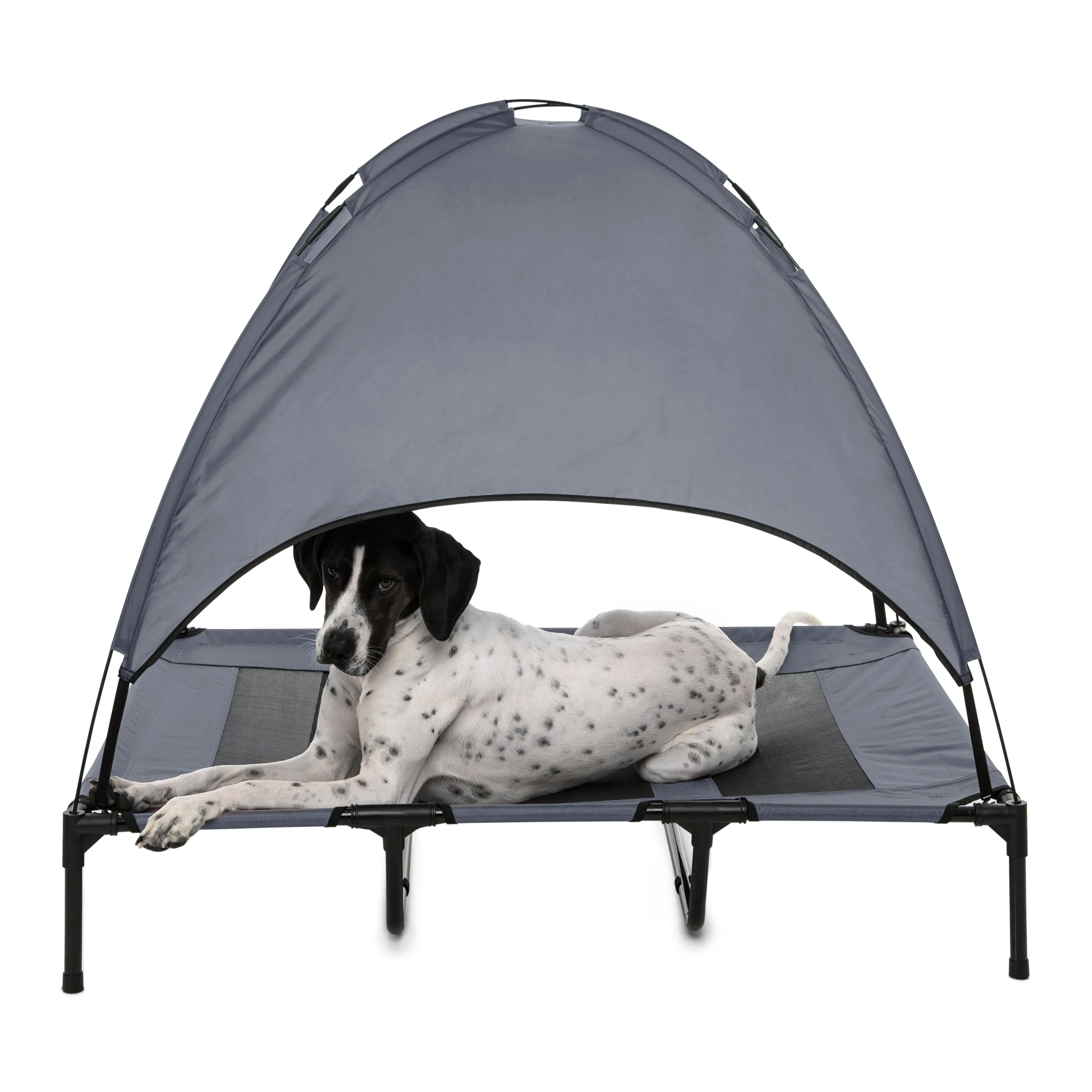 Elevated Dog Bed With Tent - Grey