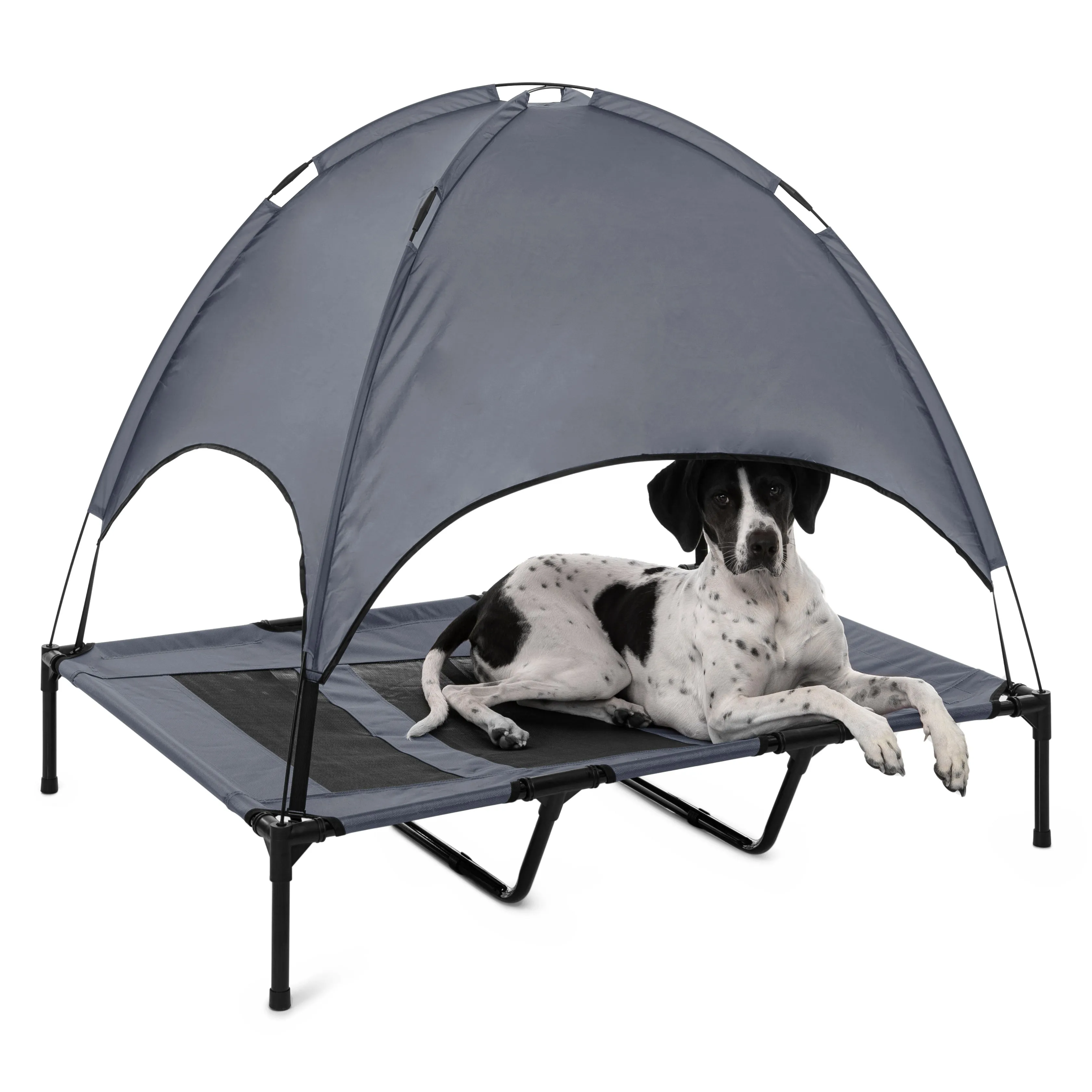 Elevated Dog Bed With Tent - Grey