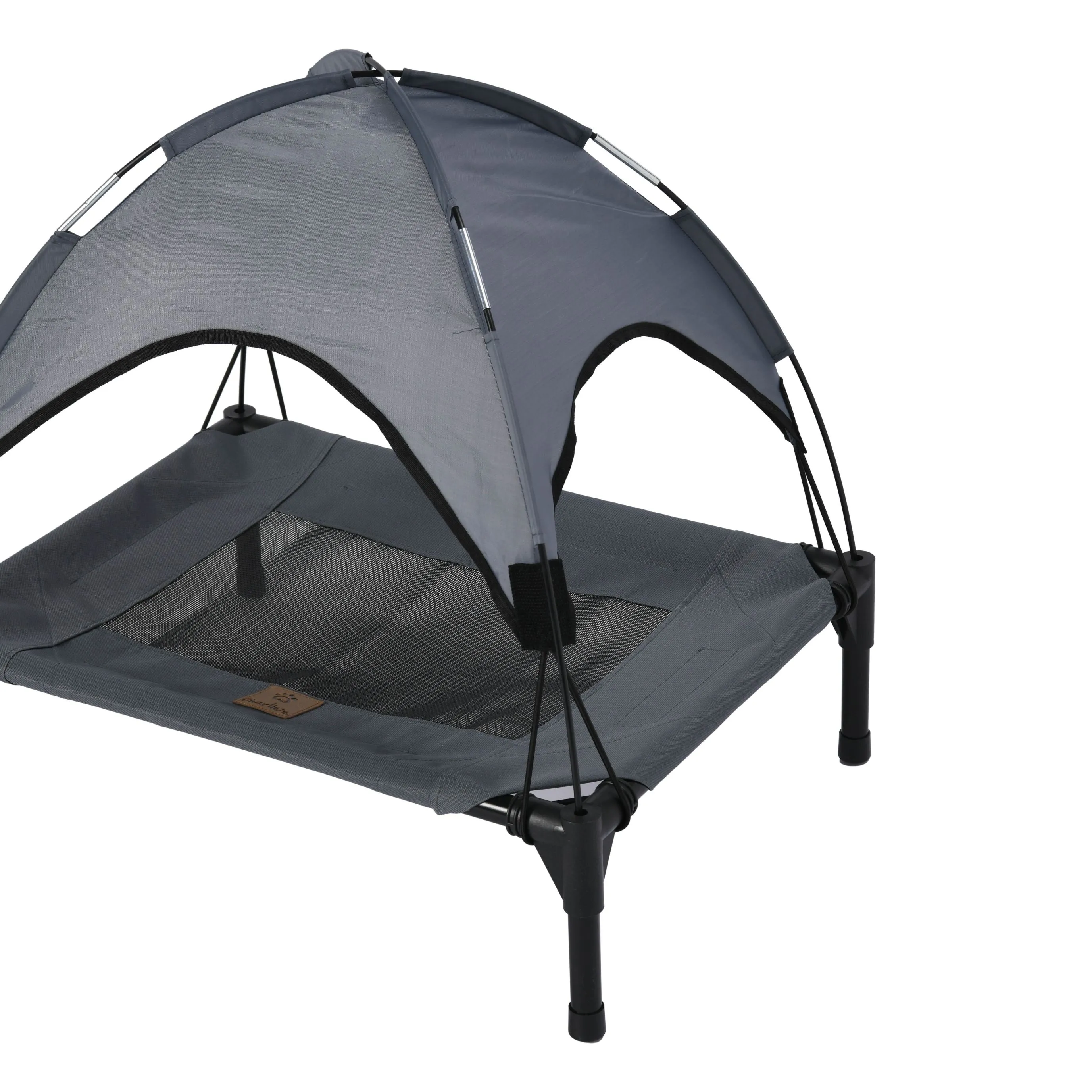Elevated Dog Bed With Tent - Grey