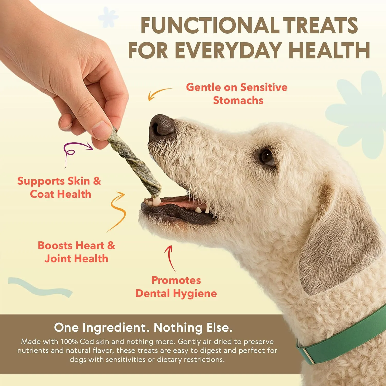 Eli Cod Skin Twists  A Natural, Crunchy Dog Treat Made from Twisted Cod Skins, High in Protein and Omega-3, Ideal for Teeth Cleaning, Single Ingredient, Grain Free, Gluten Free, Air Dried  3 oz