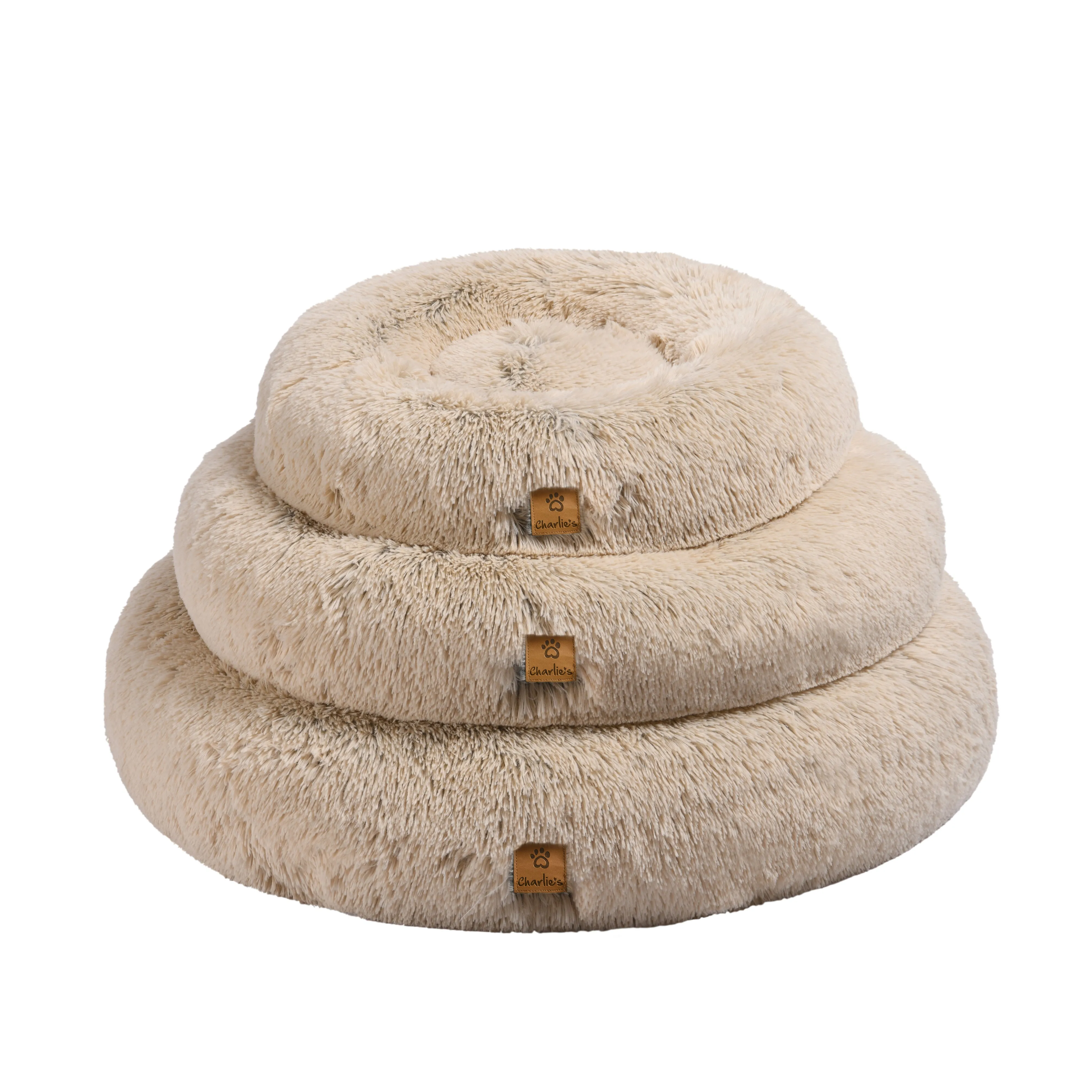 Faux Fur Fluffy Calming Pet Bed Nest Cream Chinchilla