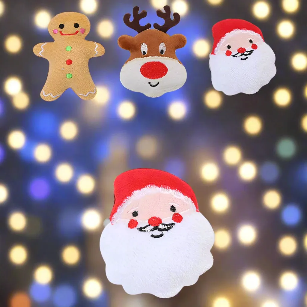 Festive Pet Christmas Plush Toys for Dogs & Cats - Soft, Washable, Holiday Designs Including Santa & Deer