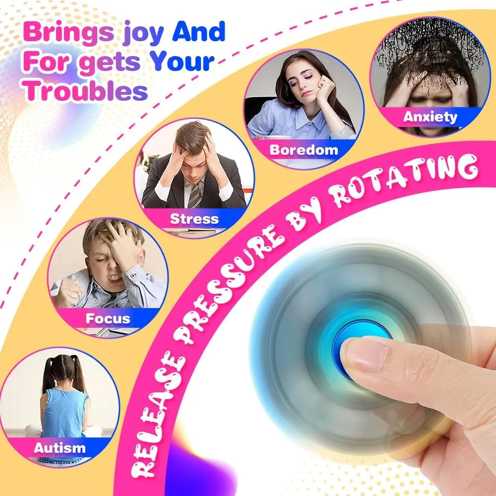 Fidget Spinner 2 Pack, Stress Reduction and Anxiety Relief Hand Spinner Ultra Stainless Steel Bearing, Best Autism Finger Spinner Focus Party Favor Killing Time Toy