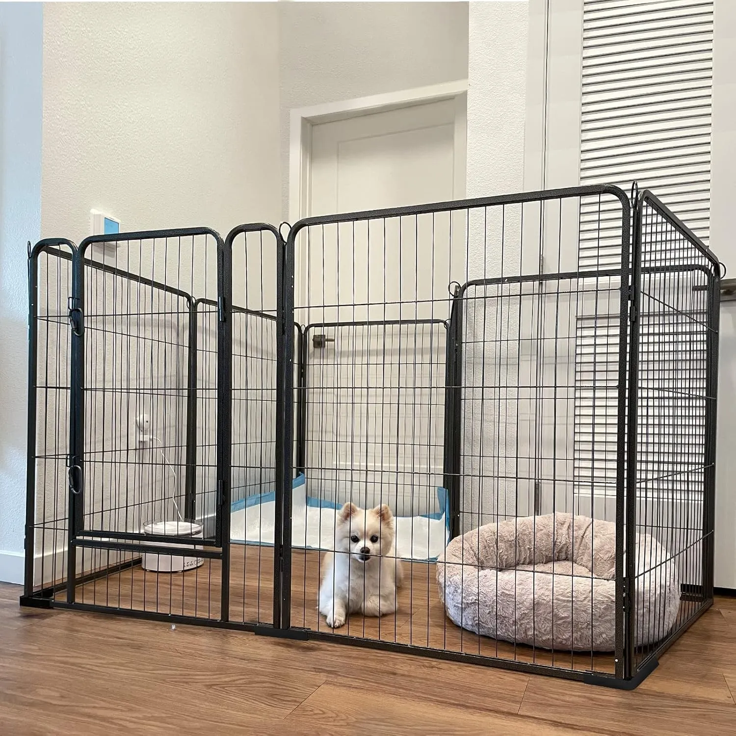 Foldable Metal Pet Dog Exercise Fence Pen with Door Gate, Outdoor Enclosure Kennel for RV Camping Play Yard (31 Inch Height)