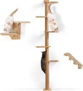 FUKUMARU Cat Wall Furniture with Climbing Step, Wall Shelf, Activity Tree, Scratching Posts, Hammock for Sleeping, Playing, Climbing and Lounging