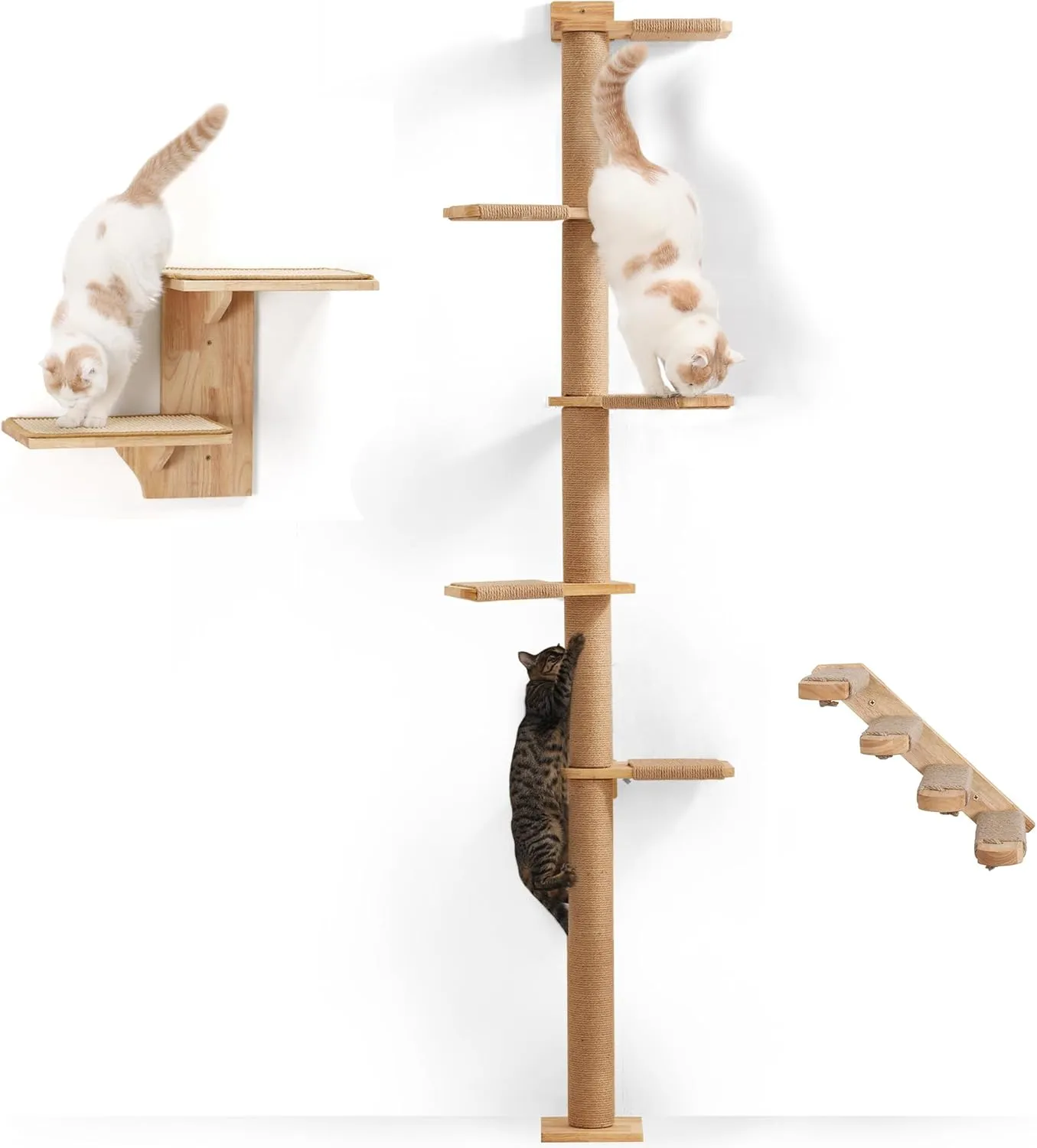 FUKUMARU Cat Wall Furniture with Climbing Step, Wall Shelf, Activity Tree, Scratching Posts, Hammock for Sleeping, Playing, Climbing and Lounging