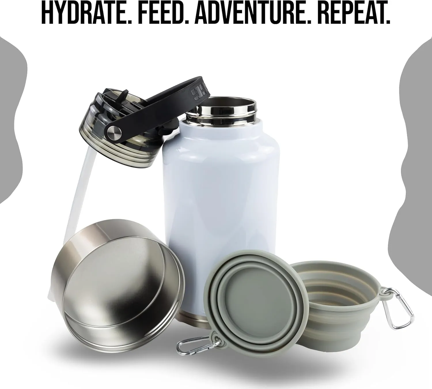 Hogg Hydro Hound, Travel Dog Water Bottle Bowl, Portable Water Bowl for Dog Mom Gifts for Women, 32oz Insulated Bottle Stainless Steel, Sublimation Two-Toned