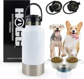 Hogg Hydro Hound, Travel Dog Water Bottle Bowl, Portable Water Bowl for Dog Mom Gifts for Women, 32oz Insulated Bottle Stainless Steel, Sublimation Two-Toned