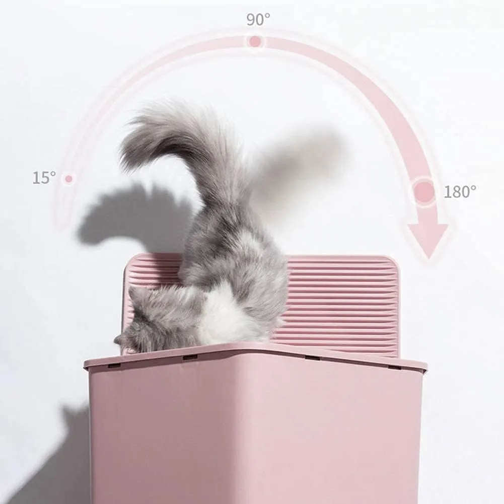 House Shape Hooded Cat Litter Tray with Scoop - Grey