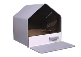 House Shape Hooded Cat Litter Tray with Scoop - Grey