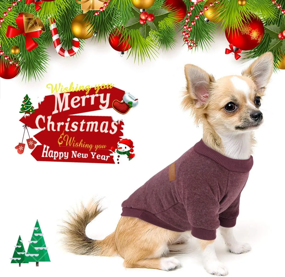 Idepet Pet Dog Classic Knitwear Sweater Fleece Dog Coat Soft Thickening Warm Pup Dogs Shirt Winter Pet Dog Cat Clothes Puppy Customes Clothing for Small Dogs (XS, Brown)