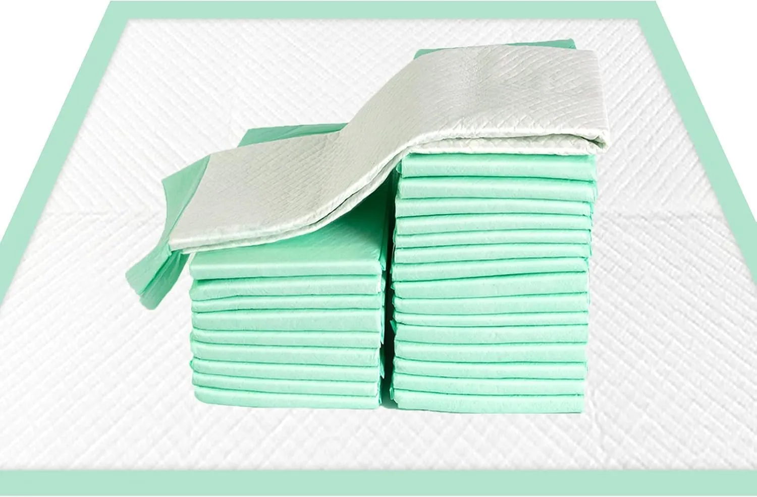 Incontinence Bed Pads, 30 x 36 Inches, Super Absorbent, Thick Quilted, Pack of 100, Green (Extra Large, 100, pc/Pack)