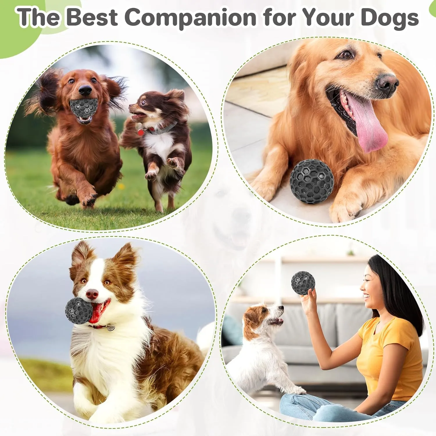 Indestructible Squeaky Dog Balls, Dog Toys for Aggressive Chewers Large Breed for Relieving Anxiety, Tough Dog Chew Toys Balls for Aggressive Chewers, Outdoor Squeaky Dog Toys for Large Dogs