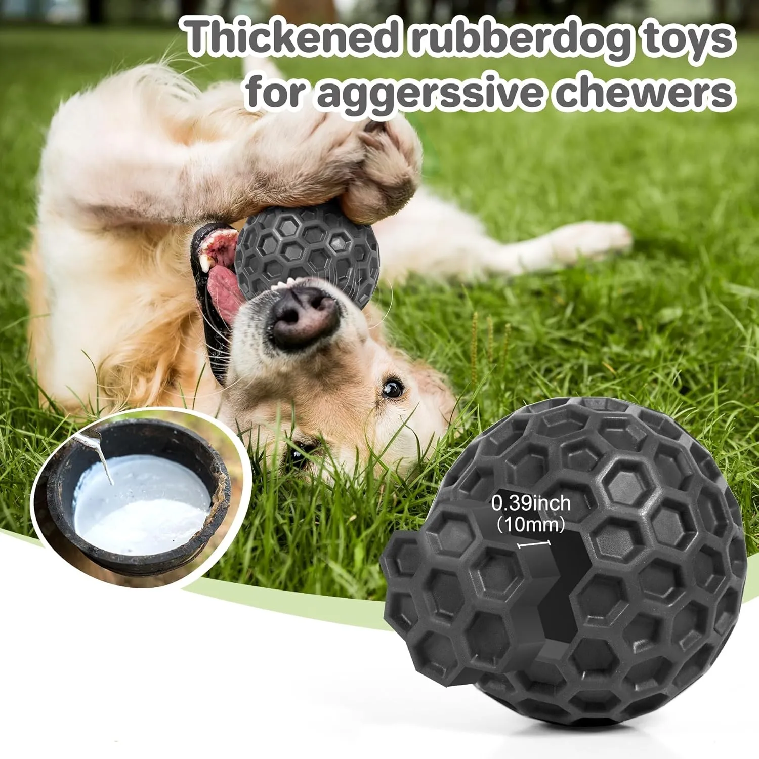 Indestructible Squeaky Dog Balls, Dog Toys for Aggressive Chewers Large Breed for Relieving Anxiety, Tough Dog Chew Toys Balls for Aggressive Chewers, Outdoor Squeaky Dog Toys for Large Dogs