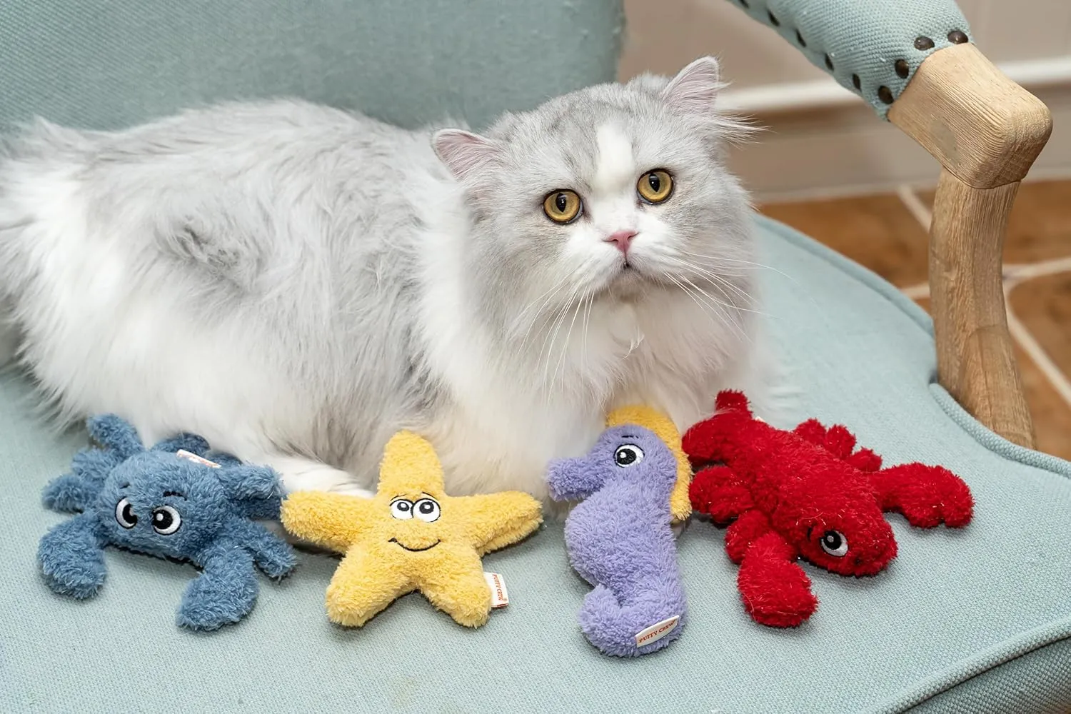 Interactive Catnip Cat Plush Toy, Ocean Theme, 5'', for All Breed Size Cats (Lobster)