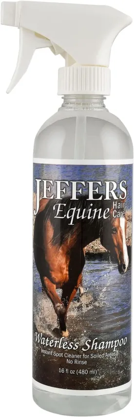 Jeffers Equine No-Rinse Waterless Horse Shampoo  Alcohol Free Grooming Spray for Horses, Ponies, Pets & Livestock  Removes Dirt, Odor & Sweat  Spot Cleaner for Coat, Barn, Trail Use. 16 oz