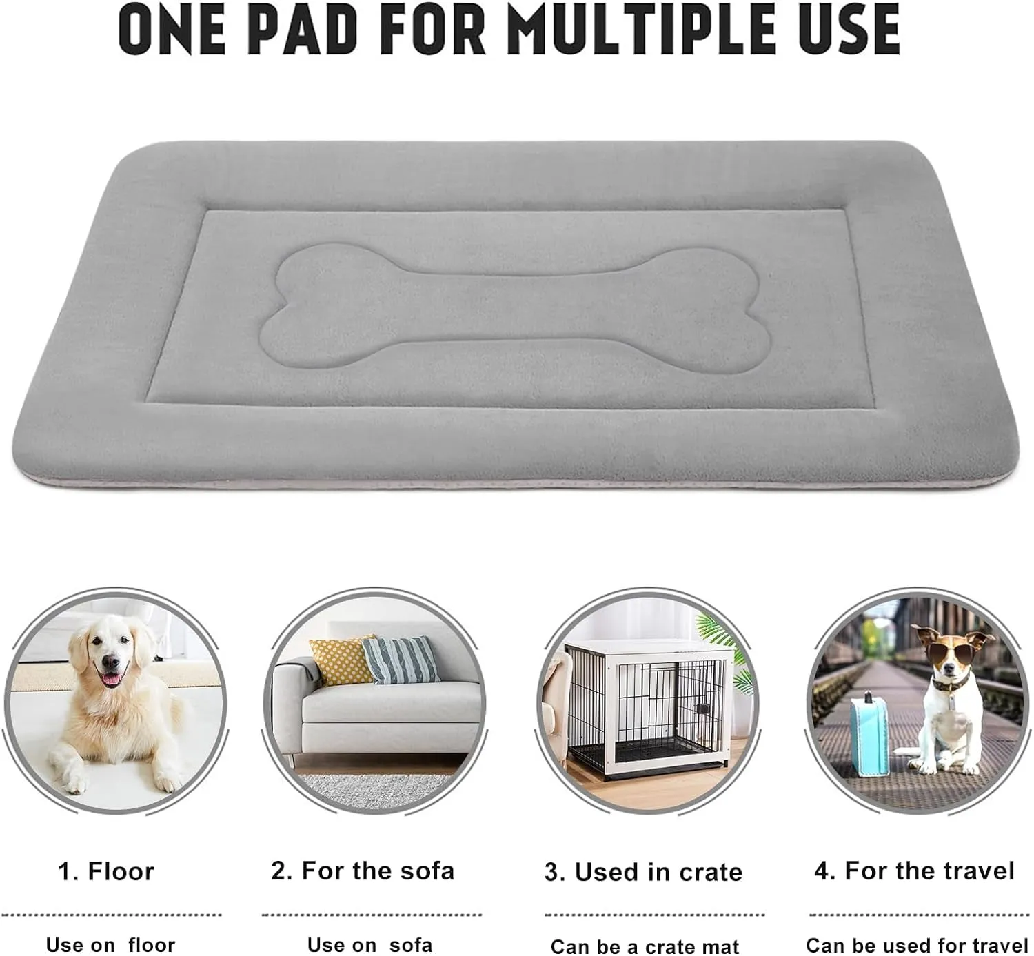 Large Dog Bed Soft Dog Crate Pad Mat 42 in Non-Slip Bottom Washable Dog Sleeping Mattress Pet Beds Cat Beds Kennel Pads