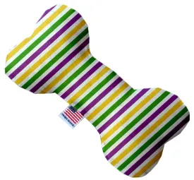 Mardi Gras Stripes Stuffing Free 6 Inch Bone Dog Toy