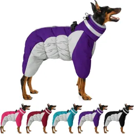 MIGOHI Full Body Dog Coat, Reflective Warm Winter Coat with Harness, Turtleneck Fleece Jacket for Small to Large Dogs, Windproof Waterproof Snowsuit with Zipper