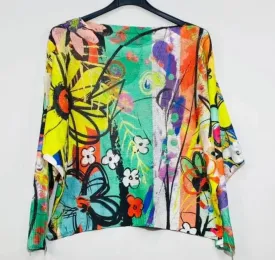 Mint Floral Round Knit Printed Sweater