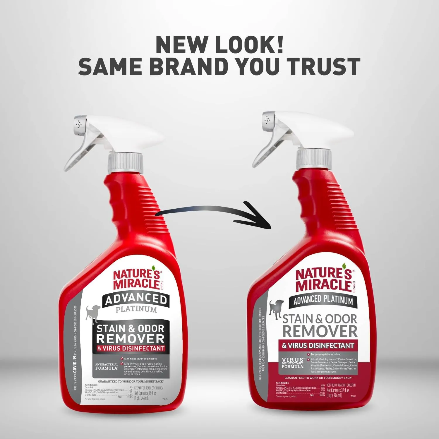 Nature's Miracle Advanced Platinum Stain and Odor Remover and Virus Disinfectant, 32 Ounces, Disinfects and Cleans