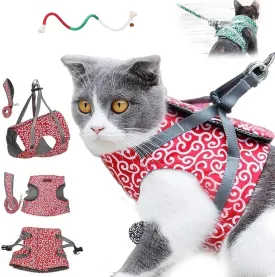 Niowatchted Cat Dogs Vest Harness and Leash Anti-Break Away Chest Strap Cat Clothes, Adjustable Pet Harness Jackets Soft Comfortable, for Outdoor Walking, Travel, Hiking (Red, X-Small)