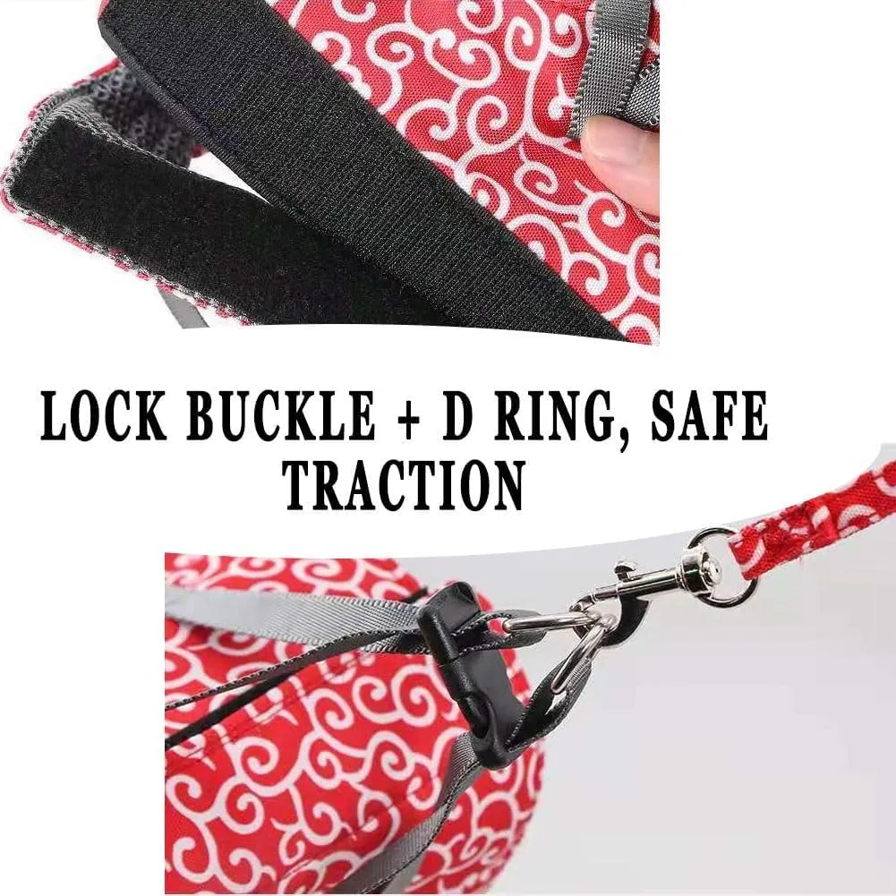 Niowatchted Cat Dogs Vest Harness and Leash Anti-Break Away Chest Strap Cat Clothes, Adjustable Pet Harness Jackets Soft Comfortable, for Outdoor Walking, Travel, Hiking (Red, X-Small)