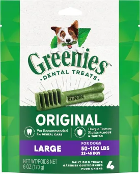Original Large Natural Dental Care Dog Treats, 6 Oz. Pouch (4 Treats)