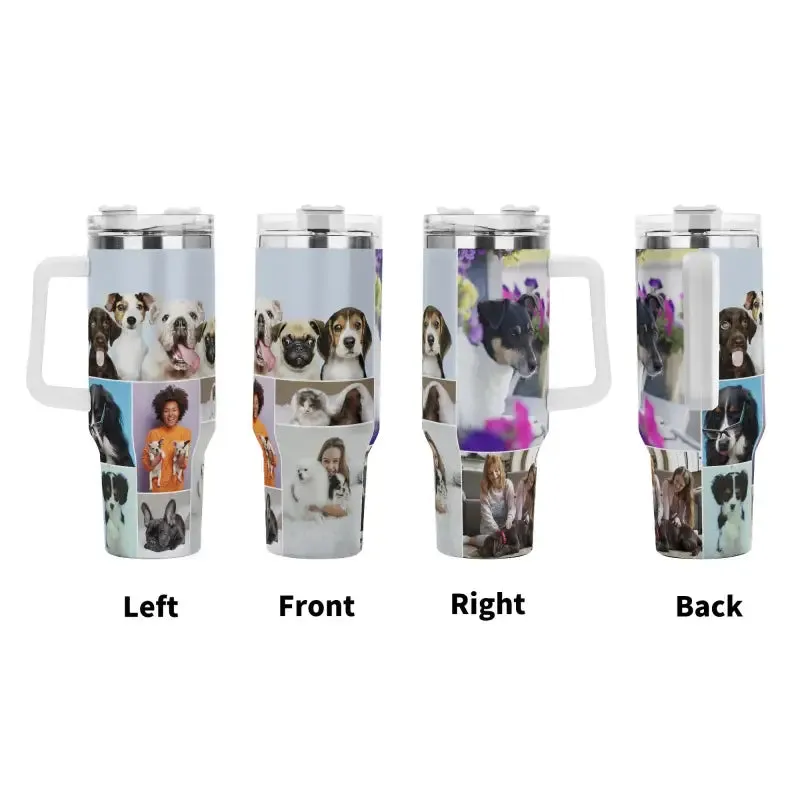 Personalized photo 40oz Stainless Steel Tumbler with Handle and Straw