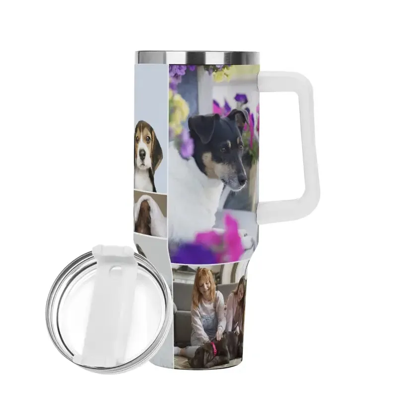 Personalized photo 40oz Stainless Steel Tumbler with Handle and Straw