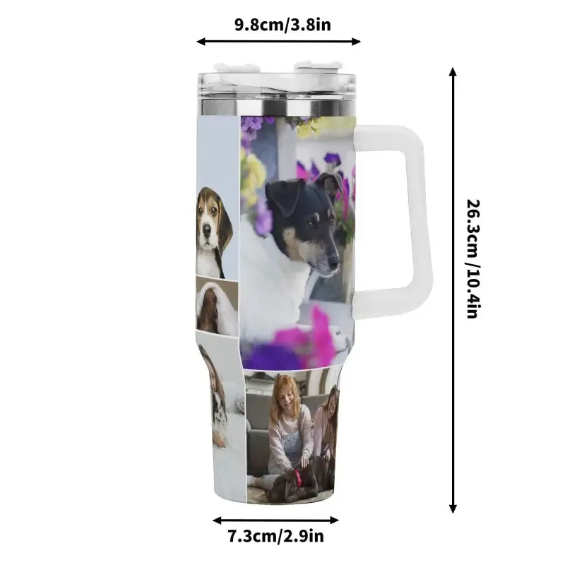 Personalized photo 40oz Stainless Steel Tumbler with Handle and Straw