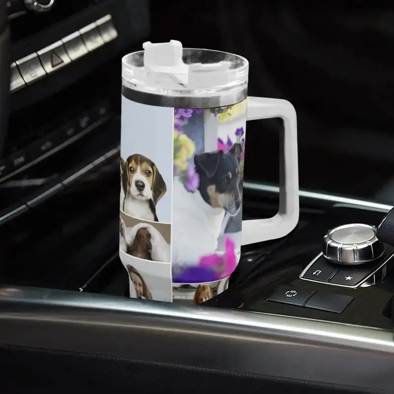 Personalized photo 40oz Stainless Steel Tumbler with Handle and Straw