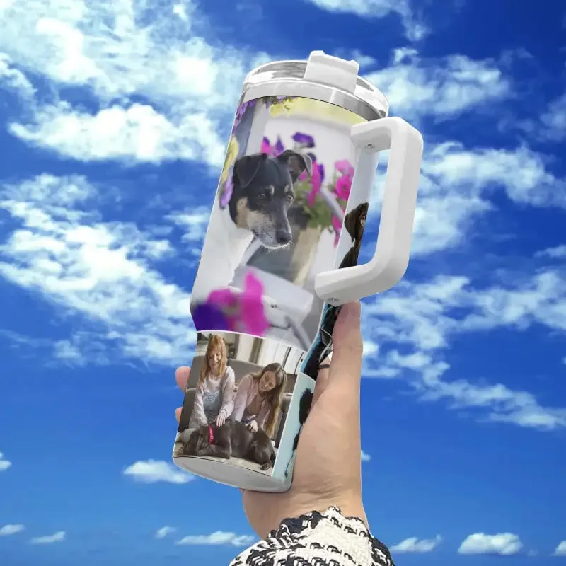 Personalized photo 40oz Stainless Steel Tumbler with Handle and Straw