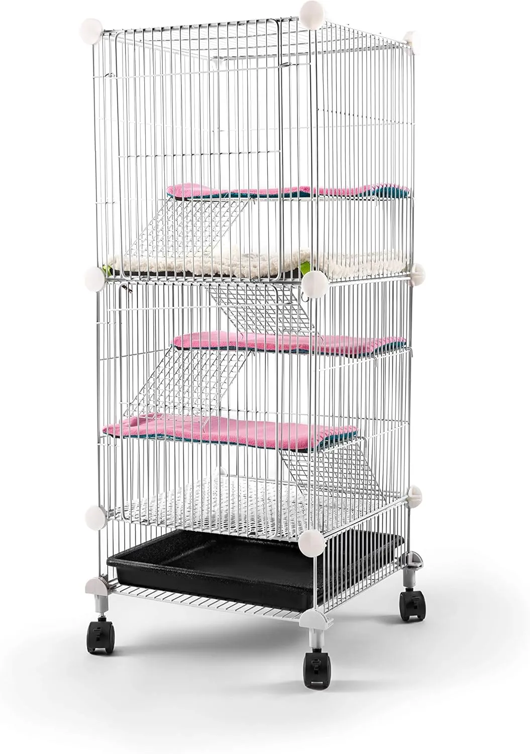 Pet Hutch Cages for Hamster, Rat or Other Small Animals Indoor, Expandable and Stackable, 14x14x28 in