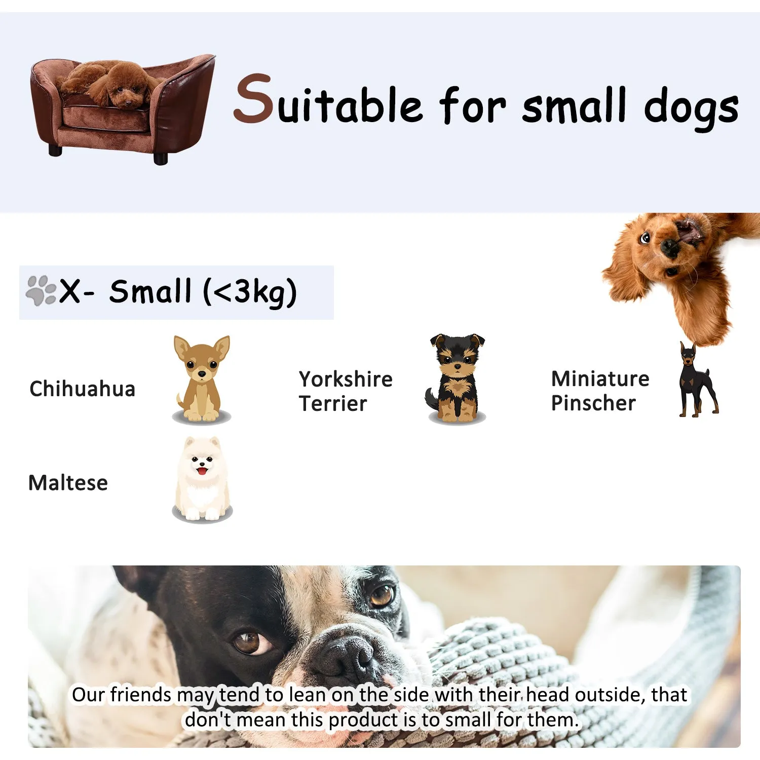 Pet Sofa,66.5L x 40.5W x 35.5H cm-Coffee