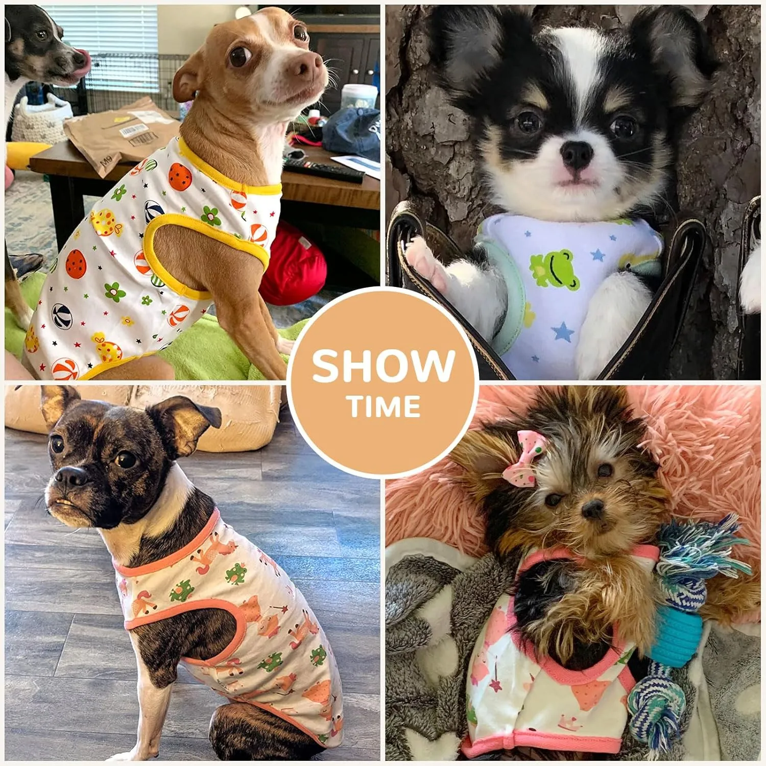 PETCARE 3 Pack Premium 95% Cotton Small Dog Shirts Clothes - Soft Cute Puppy Outfits - Comfort Fashion Dog Shirt Vest for Small Dogs Cats Shih Tzu Doggy Kitten Chihuahua Yorkie Clothes Pajamas