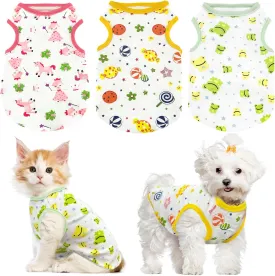 PETCARE 3 Pack Premium 95% Cotton Small Dog Shirts Clothes - Soft Cute Puppy Outfits - Comfort Fashion Dog Shirt Vest for Small Dogs Cats Shih Tzu Doggy Kitten Chihuahua Yorkie Clothes Pajamas