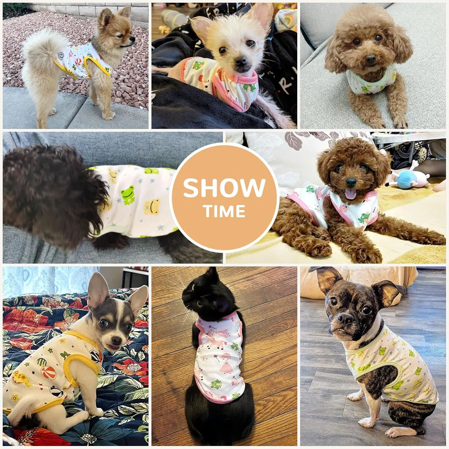PETCARE 3 Pack Premium 95% Cotton Small Dog Shirts Clothes - Soft Cute Puppy Outfits - Comfort Fashion Dog Shirt Vest for Small Dogs Cats Shih Tzu Doggy Kitten Chihuahua Yorkie Clothes Pajamas