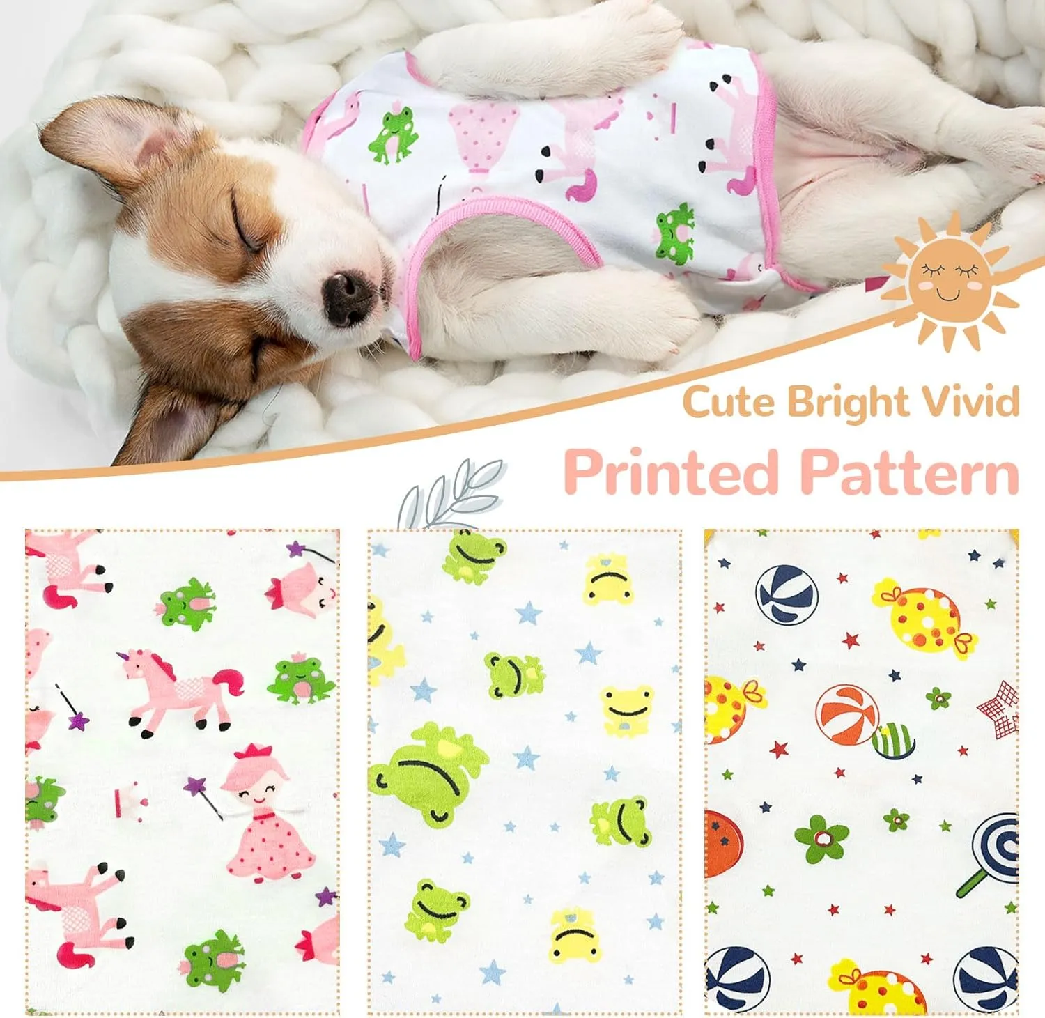 PETCARE 3 Pack Premium 95% Cotton Small Dog Shirts Clothes - Soft Cute Puppy Outfits - Comfort Fashion Dog Shirt Vest for Small Dogs Cats Shih Tzu Doggy Kitten Chihuahua Yorkie Clothes Pajamas