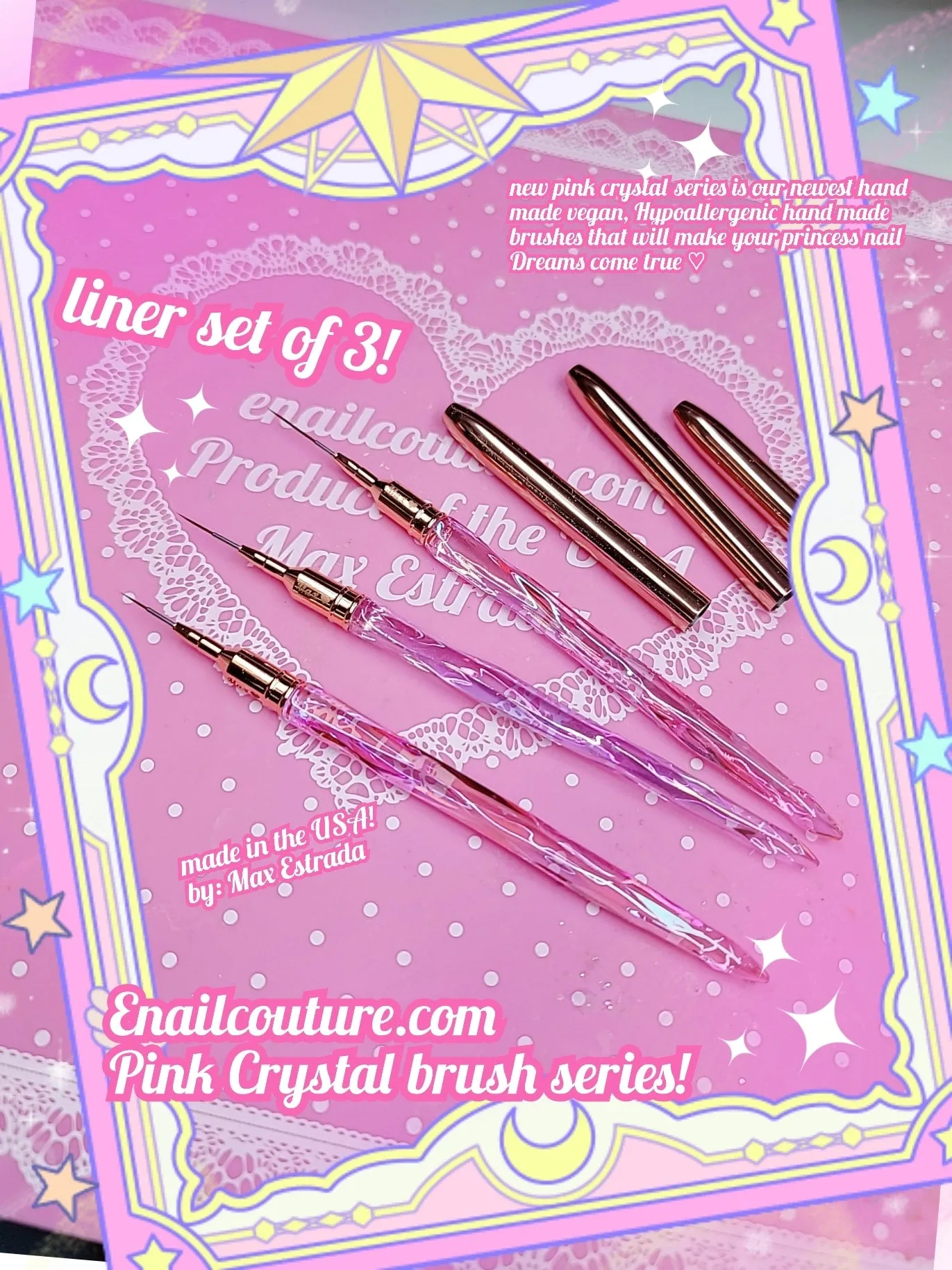 Pink Crystal art brush set (1 of each brush, 7 total)