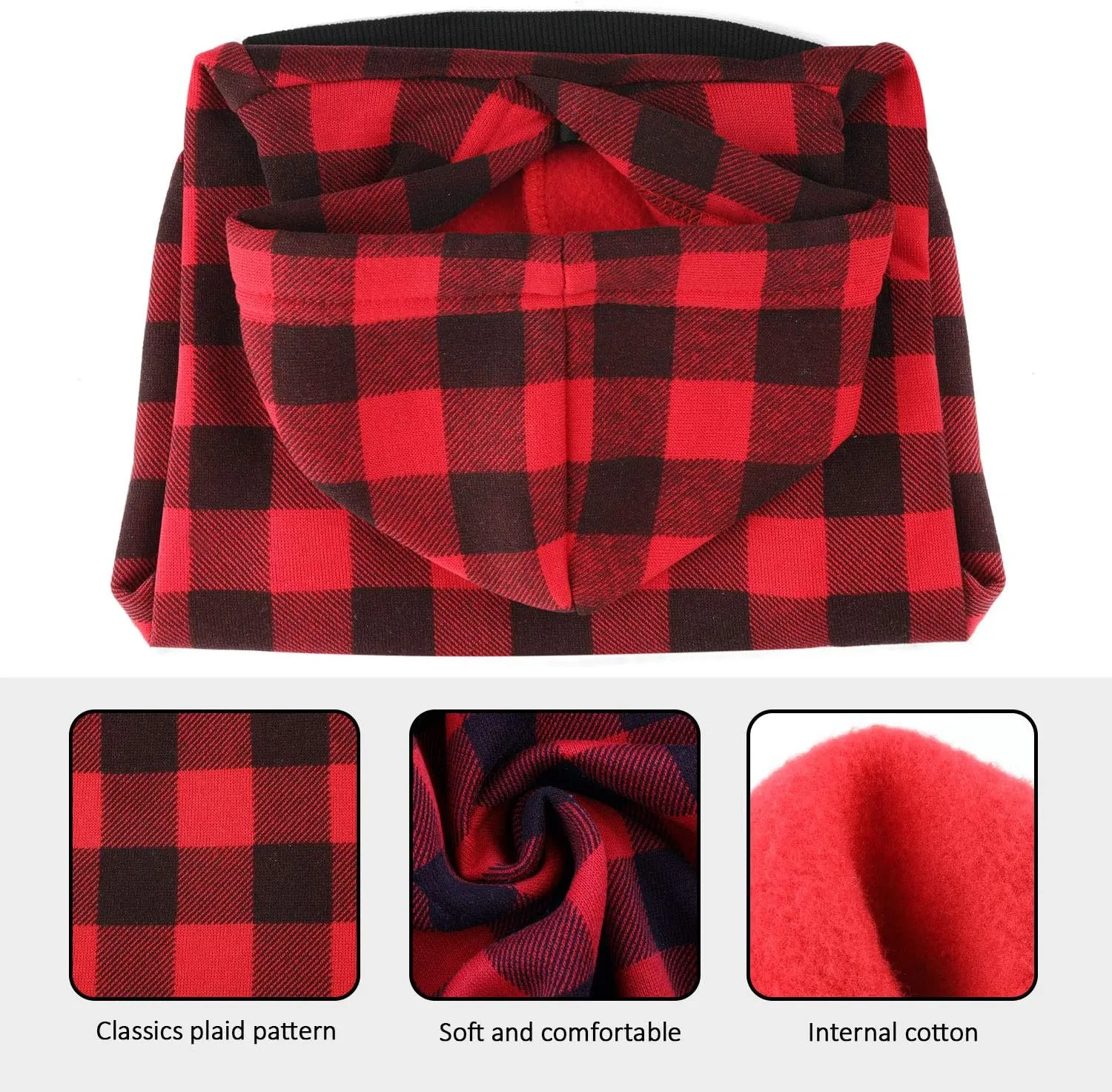 Plaid Dog Hoodie Sweatshirt Sweater for Extra Large Dogs Cat Puppy Clothes Coat Warm and Soft(XL)