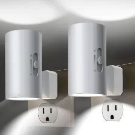 Plug-in Night Lights, LED Night Lights for Wall, Sensor Dusk to Dawn, 0-100 LM Dimmable, Cool White, Modern for Bathroom, Bedroom, Kitchen, Hallway, Stairway - 2 Pack