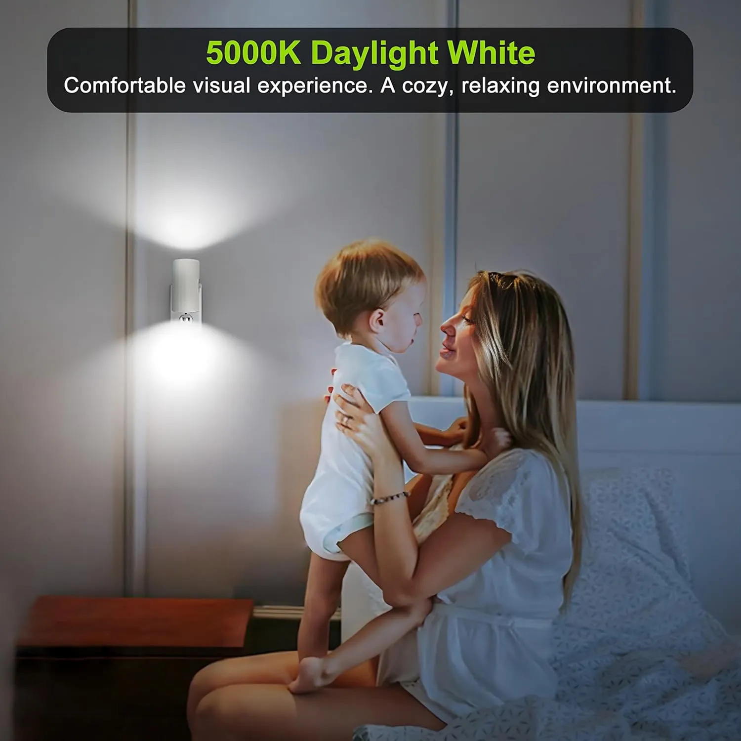 Plug-in Night Lights, LED Night Lights for Wall, Sensor Dusk to Dawn, 0-100 LM Dimmable, Cool White, Modern for Bathroom, Bedroom, Kitchen, Hallway, Stairway - 2 Pack