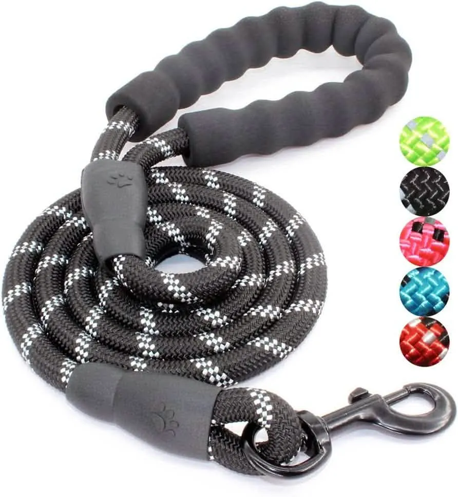 Premium Reflective Dog Leash - Available in 5ft Length and Multiple Colors with Padded Handle