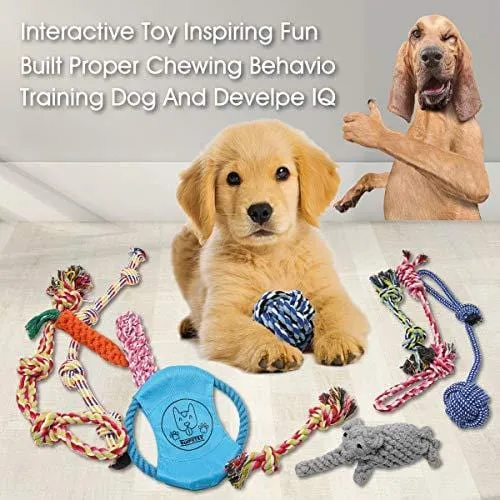 Ranphykx Dog Puppy Toys 11 Pack, Dog Rope Toys Puppy Chew Toys for Playtime Puppy Teething Toys, Dog Flying Disc, Washable Cotton Rope