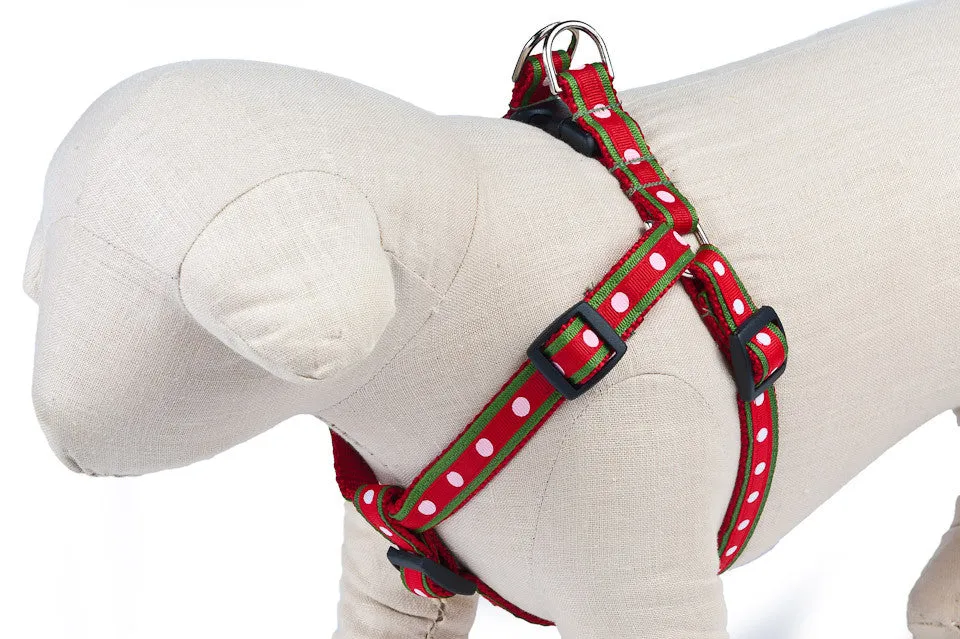 Red/Green/White Polka Dot Dog Harness - 701