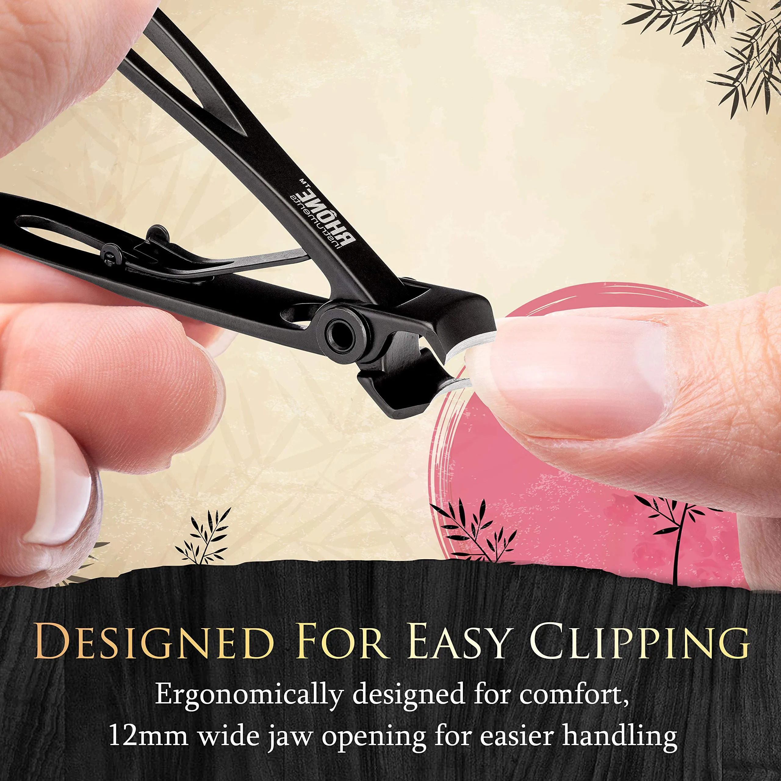 Rhône Instruments Nail Clippers, 420J2 Surgical Grade Steel, Extra-Wide Jaw, Cuts Thick Nails, Professional Series, Heavy-Duty Fingernail and Toenail Clippers for Manicure, Pedicure, Women and Men